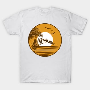 Beachy Sunset Silhouette Emblem T-Shirt